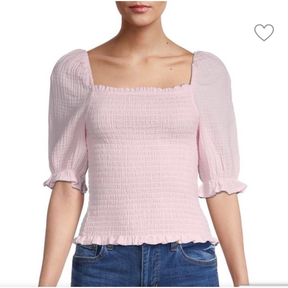 NWT DESIGN365 PINK GINHAM SMOCKED TOP SIZE MEDIUM - Picture 2 of 7
